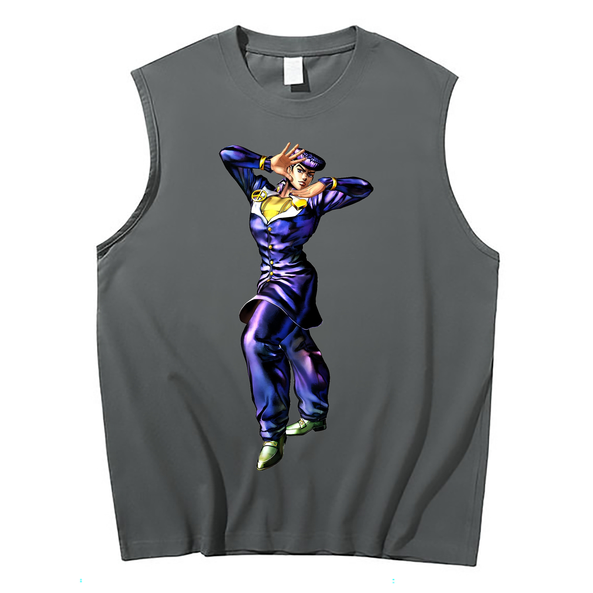 （画像用） ジョジョの奇妙な冒険 ひがしかた じょうすけ JoJo's Bizarre Adventure Higashikata Josuke コットン100％タンクトップ（フロントプリント）